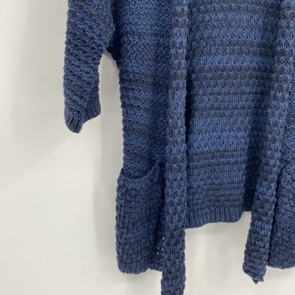Gap Kids Open Front 3/4 Sleeve Knit Cardigan Sweater Marled Blue Black Size L 10